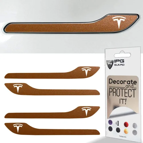Vista 35 de IPG Kit de 4 calcomanías para manija de puerta de Tesla Model 3/Model Y (juego de 4) con logotipo de Tesla (fibra de carbono negra)