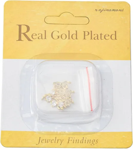 Vista 8 de KitBeads 5 dijes de oso de circonita cúbica chapados en oro de 18 quilates, lindos dijes de animales colgantes para hacer pulseras de joyería