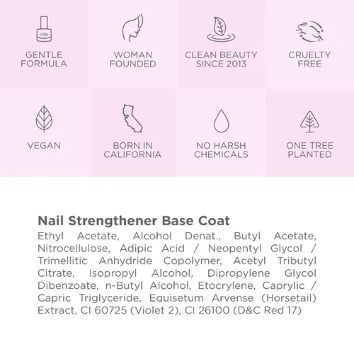 Vista 6 de Cote Beauty - Capa base fortalecedora de uñas, suaviza las uñas con extracto de cola de caballo, vegano, libre de crueldad, capa base fortalecedora