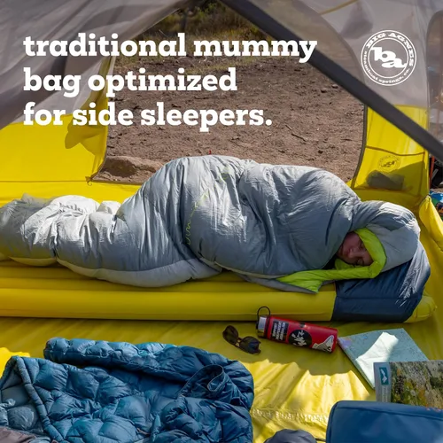 Vista 3 de Big Agnes Sidewinder Super Light (650 DownTek) Built for side sleepers with 650-fill DownTek insulation, a contoured hood, footbox, and anti-snag