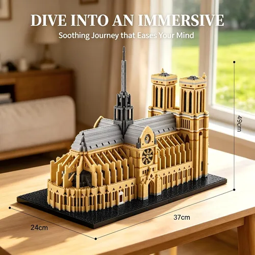 Vista 7 de KLMEi Juego de bloques de construcción de arquitectura famosa mundial, Notre Dame de París, 7380 piezas, kit de modelo grande creativo para adultos