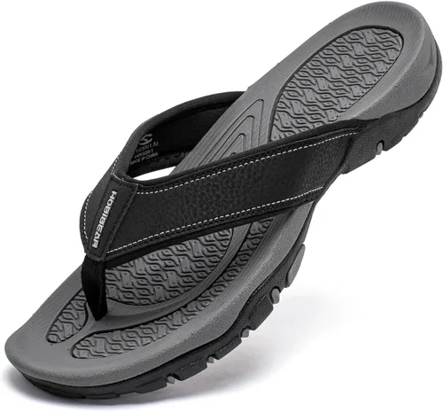 Vista 8 de PowerTRC Sandalias de playa para hombre Sandalias de playa para interiores y exteriores, sandalias deportivas y casuales Negro/Rojo