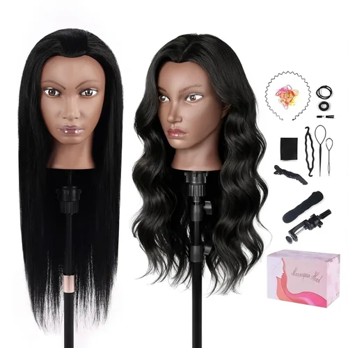 Vista 15 de Mannequin Head with 100% Human Hair,TopDirect 16"Real Hair Cosmetology Mannequin Manikin Head Hair Styling Hairdressing Practice Training Doll Head