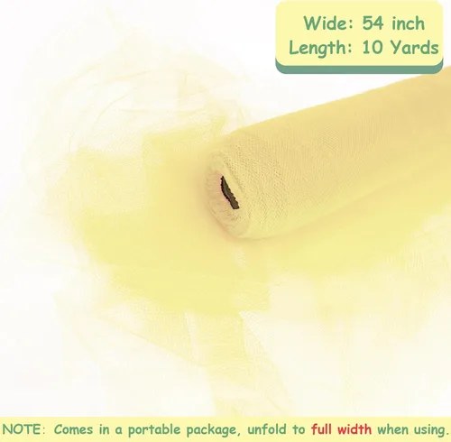 Vista 4 de Rollos de tela de tul, 54 pulgadas por 10 yardas (30 pies), cinta de tul para decoración de fiestas de boda, rollo de tela transparente en bobina