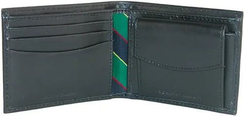 Vista 2 de Tommy Hilfiger Cartera Fordham plegable de cuero para hombre con bolsillo para monedas, Negro