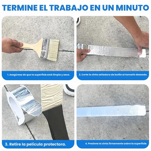 Vista 7 de ADHES - Cinta de butilo impermeable, cinta de papel de aluminio de 2 pulgadas x 16 pies, cinta selladora de butilo para reparación de caravanas Gris