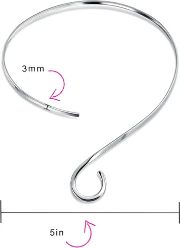 Vista 4 de Gargantilla simple y moderna con forma de bola en forma de remolino, collar geométrico para mujer, plata esterlina 925