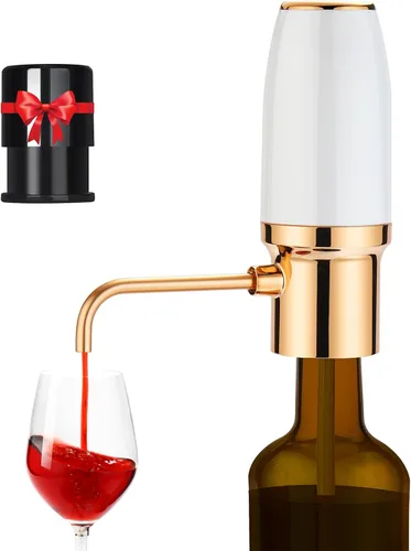 Vista 13 de BLUBYEES Aireador eléctrico de vino, máquina dispensadora de vino portátil de un solo botón y decantador de vino, filtro automático