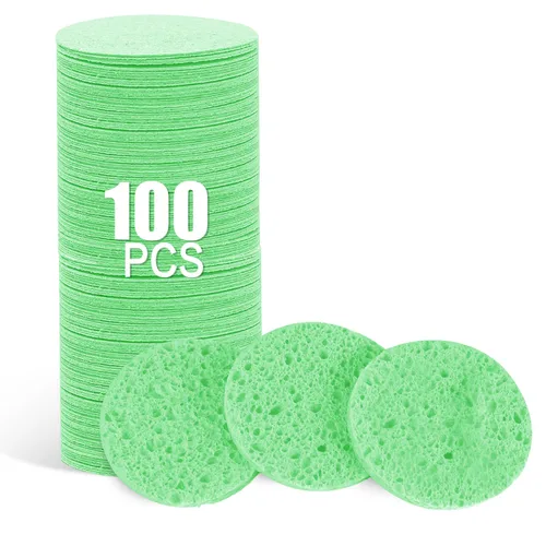 Vista 12 de Esponjas faciales comprimidas de celulosa natural, esponja facial de forma redonda, para limpieza facial, exfoliación y eliminación de maquillaje