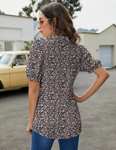 Vista 5 de LOMON Camisas polo para mujer cuello en V manga corta cuello en V sueltas