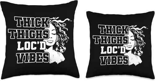 Vista 3 de Locs Afro Dreadlocks Love Natural Beauty Hair Locd Thick Thighs Loc'd Vibes Afro Hair - Almohada africana americana, 16 x 16 pulgadas, multicolor