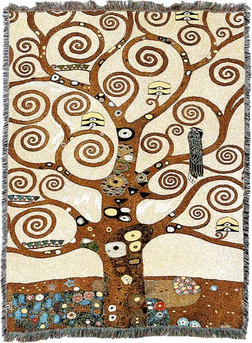 Vista 3 de Pure Country Weavers Manta Stoclet Frieze por Tree of Life - Gustav Klimt - Tapiz de regalo de bellas artes tejidas de algodón, fabricado