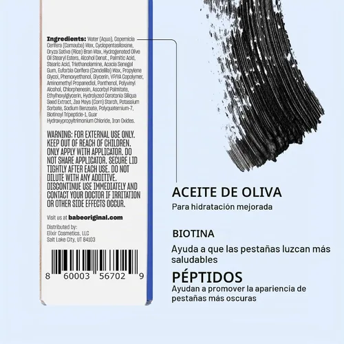 Vista 5 de Babe Original Babe Lash Mascara - A prueba de manchas, fórmula de larga duración y sin grumos, volumen construible, resistente al agua, negro