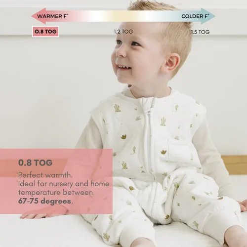 Vista 4 de Dreamsuit Saco de Dormir para Niños Pequeños con Pies – Saco de Dormir Caminante con Piernas, Rayón hecho de Bambú, Verano 0.8 TOG, Cremallera de 2