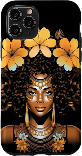 Vista 26 de iPhone 12 mini Orquídeas Afro Afro Orquídeas Flor Corona Negro Orgullo Caso
