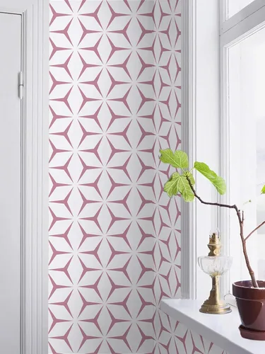 Vista 7 de Heroad Papel tapiz de color rosa moderno para despegar y pegar, papel de contacto bohemio geométrico rosa para armarios y cajones, apto