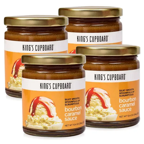 Vista 9 de King's Cupboard Salsa de caramelo bourbon – La salsa perfecta para helado, salsa de frutas, cobertura de postres, llovizna de caramelo para café