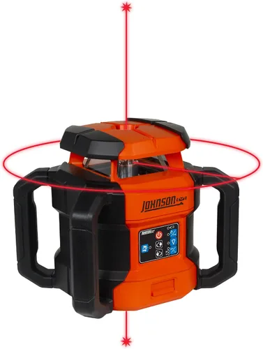 Vista 3 de Johnson Level & Tool JRT300-RDHV-K Kit de láser rotativo autonivelante rojo de doble pendiente, rango de 4,000 pies, estuche de transporte