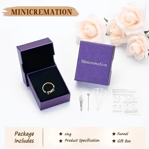 Vista 7 de Minicremation Anillo de urna de cremación para cenizas para mujer, anillo de dedo de corazón de acero inoxidable, impermeable, recuerdo