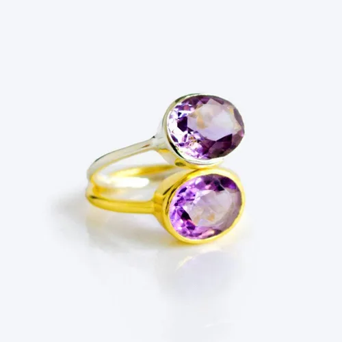 Vista 16 de Oval Birthstone Ring Bezel Set in Vermeil Gold, Sterling Silver, or Rose Gold, Stacking Birthstone Ring [rOMB]