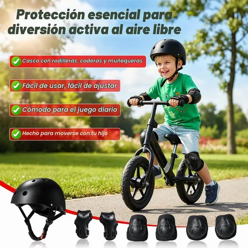 Vista 2 de Casco de bicicleta para niños de edades 2-14, casco de seguridad ajustable para niños pequeños con juego de equipo de protección, cascos para Negro