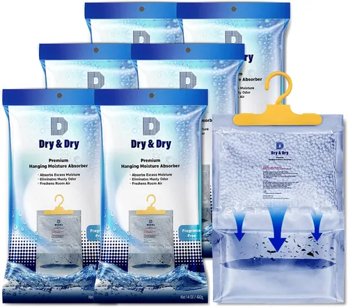 Vista 9 de Dry & Dry Paquete de 6 deshumidificadores absorbentes de humedad para el hogar, deshumidificadores para sótano para dormitorio, pequeños