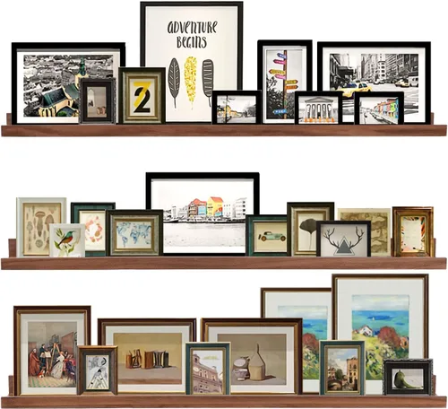 Vista 18 de AZSKY Juego de 3 estantes flotantes para pared, estantes de 24 pulgadas con labio, estante grande para libros de guardería, estantería