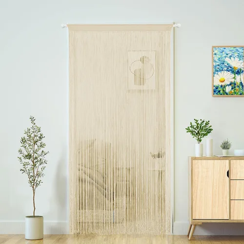 Vista 14 de YaoYue Cortina de hilos para umbral, cortinas de puerta, divisor de ambientes con flecos estilo boho hippie para colgar en patio, dormitorio