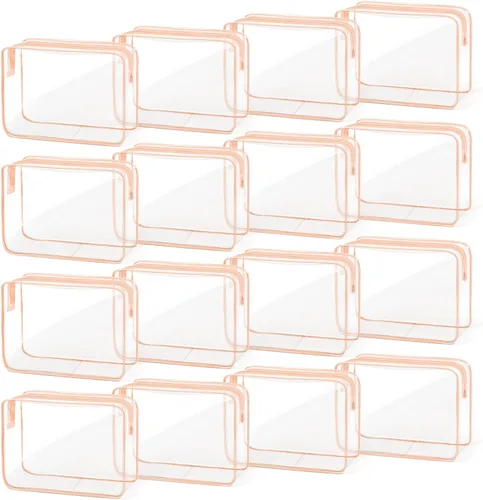 Vista 9 de TISRATOK 16 bolsas de maquillaje transparentes, bolsa de aseo de artículos esenciales de viaje, organizador de cosméticos de PVC transparente, bolsa
