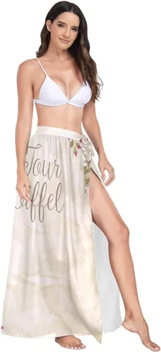 Vista 2 de Zathe Women'S Swimwear Cover Up Swim Long Coverups Beachwear Partywear M Eiffel Tower Simbol Spring Blooming Flowers