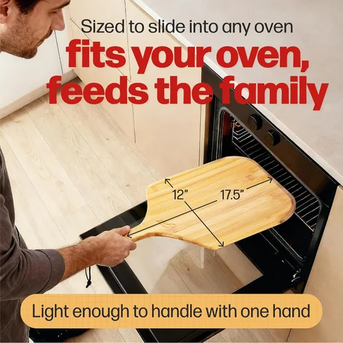 Vista 2 de Hans Grill - Pala de madera de bambú para pizza, paleta de 12 pulgadas para horno