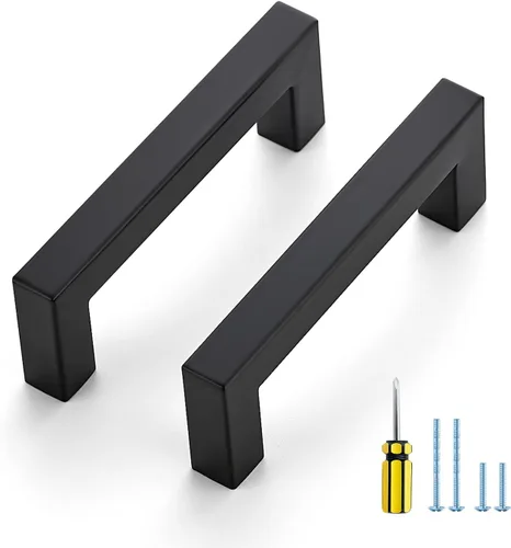 Vista 15 de Ravinte Paquete de 5 tiradores cuadrados de gabinete de 2-1/2 pulgadas, manijas negras para gabinetes de cocina, accesorios de cocina negros mate