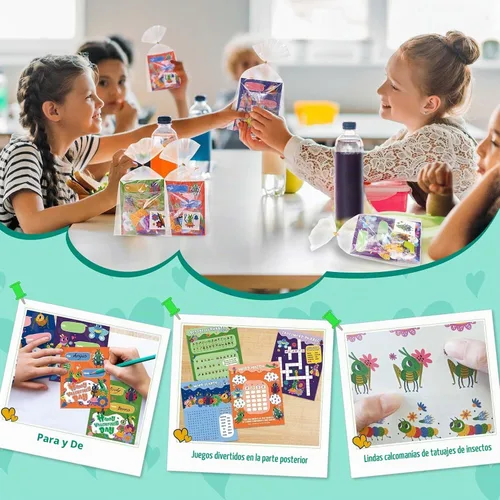 Vista 6 de Colplay - Juego de 24 bloques de construcción de insectos para el día de San Valentín Include Insect Building Blocks with Valentines Cards