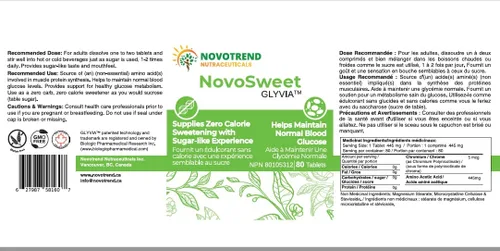 Vista 2 de NovoSweet Glyvia 80 tabletas edulcorante natural