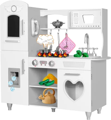 Vista 10 de TaoHFE Juego de Cocina de Juguete, Juego de Cocina Azul para Niños de 4 a 8 Años, Juego de Cocina para Niñas y Niños, Juego de Cocina de Madera