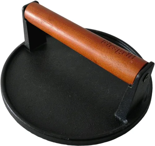Vista 7 de Firsgrill Prensa para parrilla de hierro fundido resistente de 8.3"×4.3" y peso para bistec con mango de madera de agarre cómodo que no se calienta