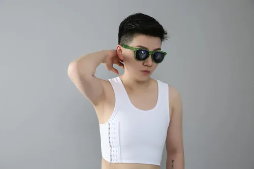 Vista 6 de BaronHong Carpeta de pecho de malla elástica transpirable para Tomboy Trans Lesbian, Negro