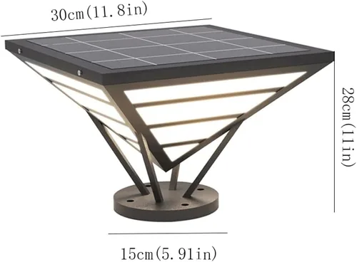 Vista 2 de Luces de poste al aire libre, lámpara de columna solar IP54 al aire libre, impermeable, de acero inoxidable, lámpara de pilar de cubierta, valla