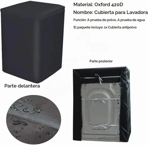 Vista 4 de SUNSURE Cubierta protectora para lavadora de carga superior, a prueba de polvo, impermeable, negra (S-20x20.5x33.5 pulgadas)