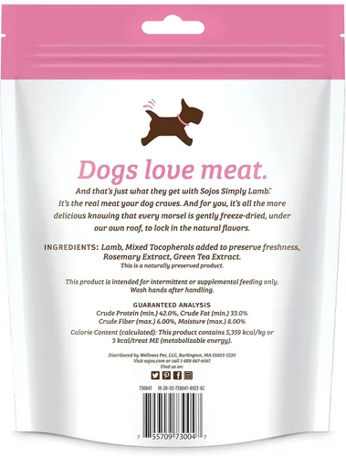 Vista 2 de Sojos Simply Lamb - Golosinas liofilizadas para perros, 4 onzas