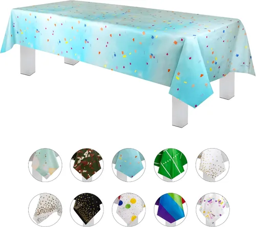 Vista 22 de Grandipity Mantel de plástico desechable de calidad prémium para fiestas con temática de globos de cumpleaños, 1 paquete, 54 x 108 pulgadas, mantel