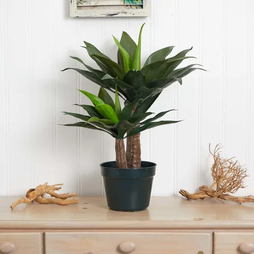 Vista 4 de Nearly Natural Planta artificial suculenta de agave doble de 29 pulgadas