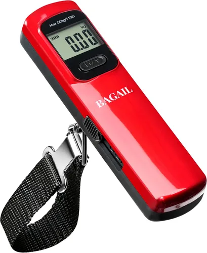 Vista 15 de BAGAIL Báscula digital de equipaje, báscula de equipaje colgante de 110 libras con pantalla LCD retroiluminada, báscula de pesaje portátil