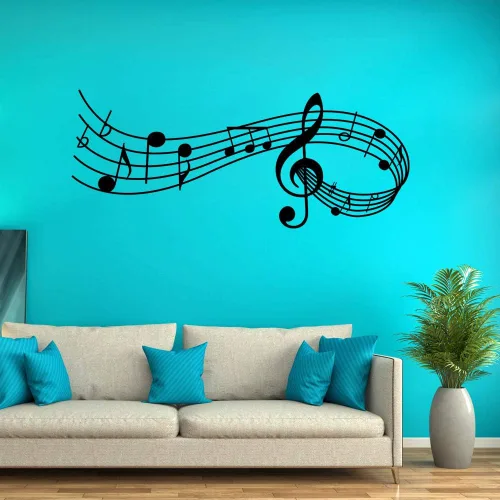 Vista 4 de Adhesivo calcomanía de pared con notas musicales y pentagrama, AUHOKY vinilo removible de bricolaje, mural artístico, papel tapiz, regalo