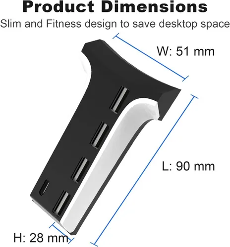 Vista 5 de Hub USB PS5 concentrador USB de 5 puertos para PS5 cargador USB de concentrador de expansión de alta velocidad USB para consola de juegos PS5 con 4