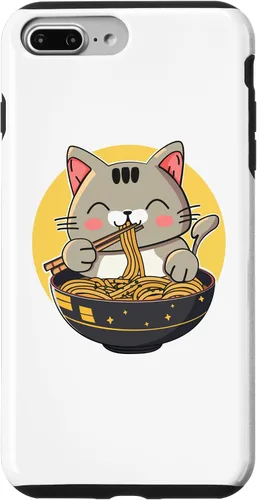 Vista 12 de Funda para iPhone 12/12 Pro Ramen Cat Kawaii Anime Merch Japonés Divertido Neko Noodle Bowl Case