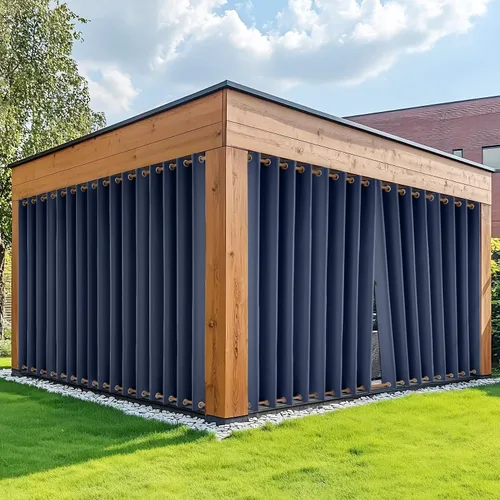 Vista 18 de HDCAXKJ Cortinas impermeables para exteriores para patio con cremallera superior e inferior, cortinas térmicas de privacidad con ojales, 2 paneles