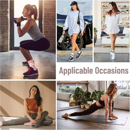 Vista 5 de American Trends Calcetines de pilates con puños para mujer Yoga & Barre - Antideslizantes
