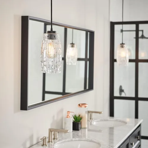 Vista 4 de Capital Lighting 328611BI-450 Dosey Art Deco - Mini colgante de cristal en relieve, 1 luz de 100 vatios, 11 pulgadas de alto x 5 pulgadas de ancho