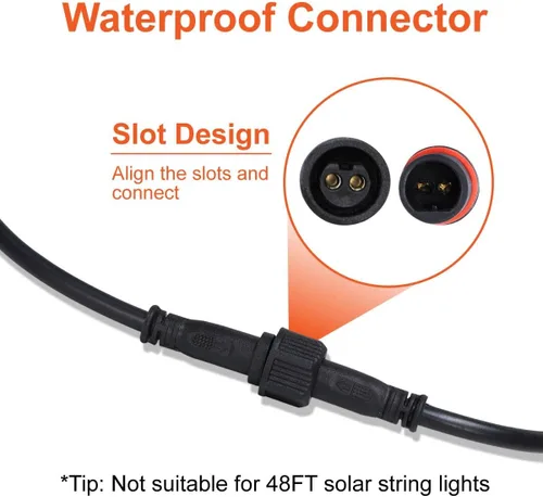 Vista 6 de TINSUM Cable de extensión solar 5m16.4 pies cables extensores cables dos núcleos con enchufe impermeable IP65 para solo para iluminación TIMSUM